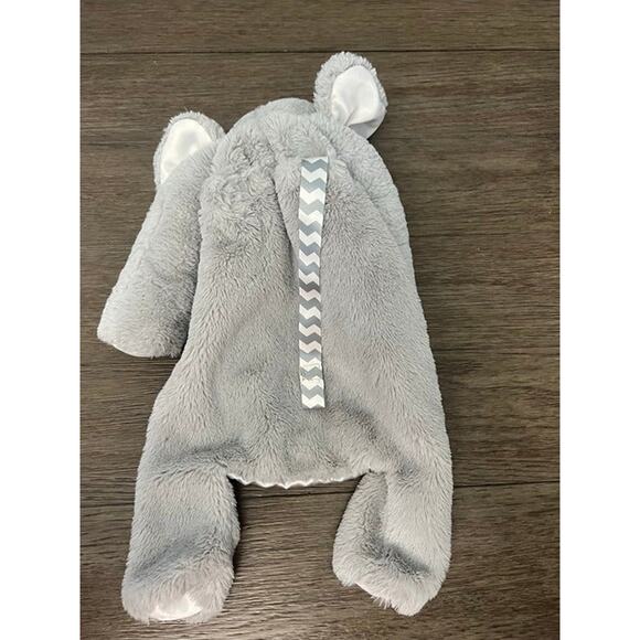 Bearington Baby Gray‎ Elephant Security Blanket Lovey Nunu Chevron Bow 15" - Picture 3 of 4